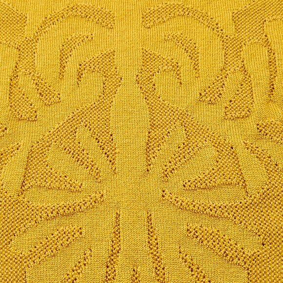 Ophelia Roe Puff Sleeve Gold Yellow Medallion Knit Eyelet Sweater Size S - Picture 6 of 14